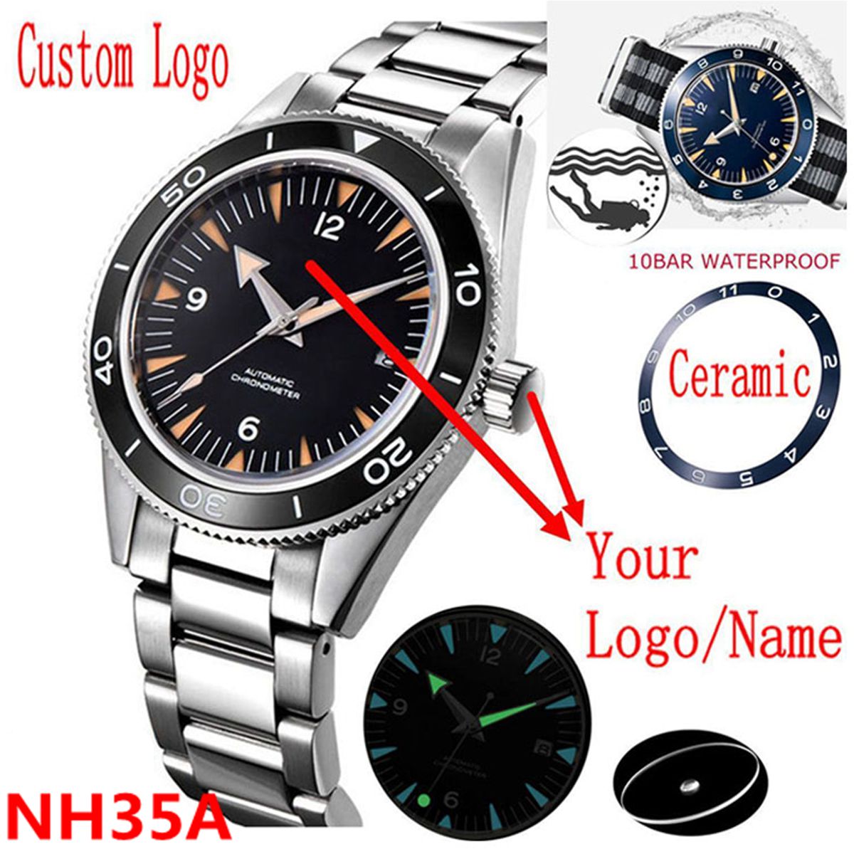 Custom Logo NH35 Movement Watc - огляд і ціна Luxury Ceramic Watch