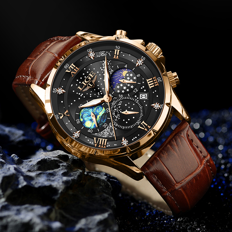 LIGE New 24 Hour Moon Phase Wa - огляд і ціна Smartwatch Army Watches For Men