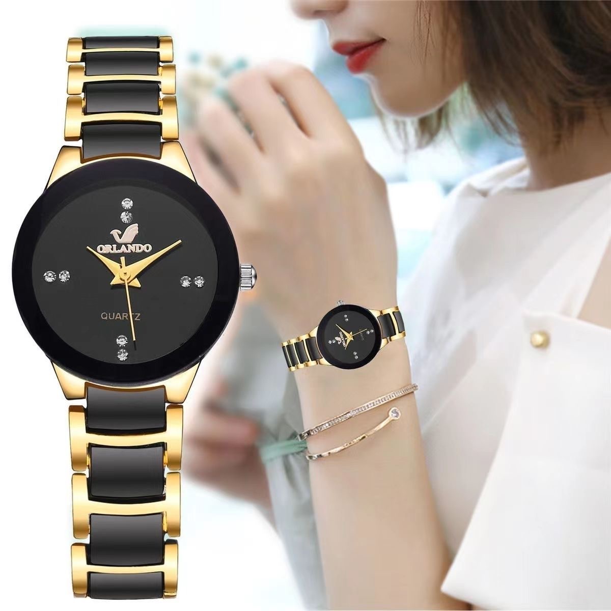 Fashion Rhinestone Women's Wat - огляд і ціна Luxury Ceramic Watch