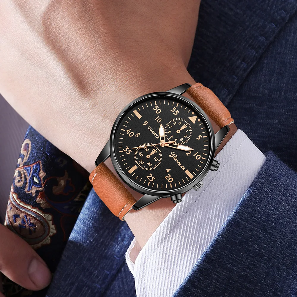AAA3Pcs Geneva Men Chronograph - огляд і ціна Smartwatch Vintage Watches For Men