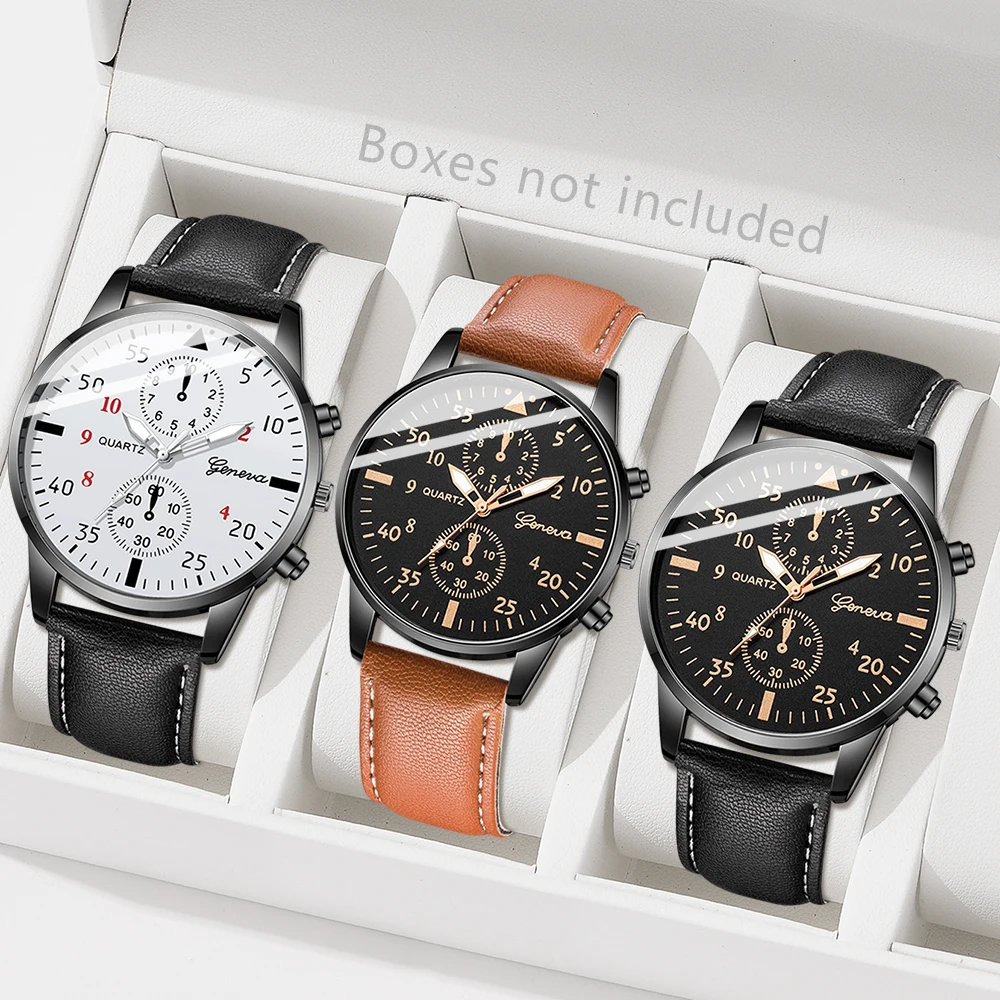 AAA3Pcs Geneva Men Chronograph - огляд і ціна Smartwatch Vintage Watches For Men