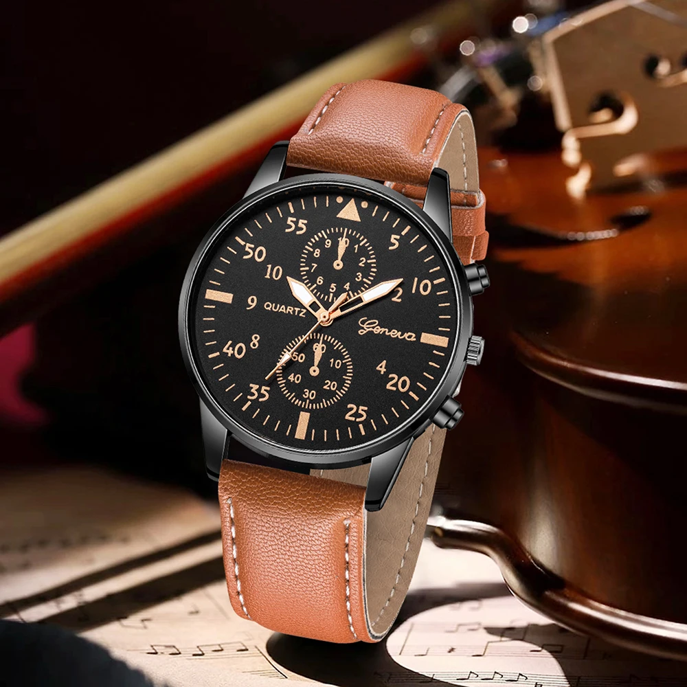 AAA3Pcs Geneva Men Chronograph - огляд і ціна Smartwatch Vintage Watches For Men