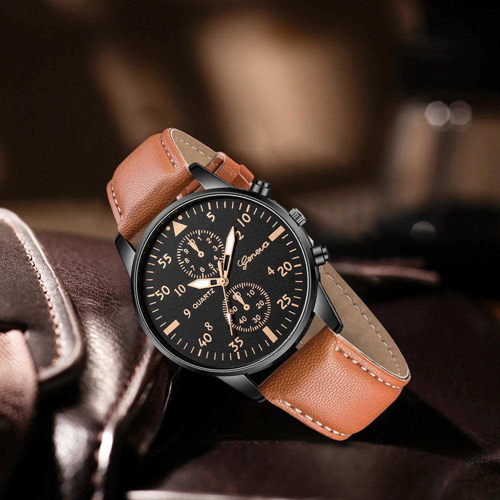 AAA3Pcs Geneva Men Chronograph - огляд і ціна Smartwatch Vintage Watches For Men